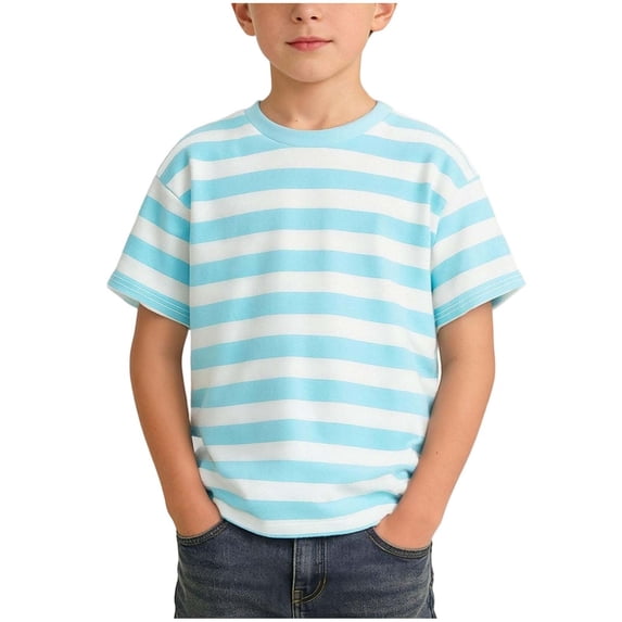 VIPOIN Boys Classic Striped Short Sleeve T-Shirt, Crew Neck Soft Cotton Tee Casual Daily Wear