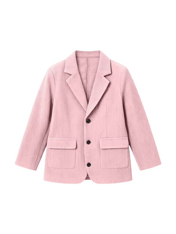 Boys Corduroy Blazer Dress Suit Jacket Notched Lapel Single Breasted Sport Coat Casual Formal Outerwear