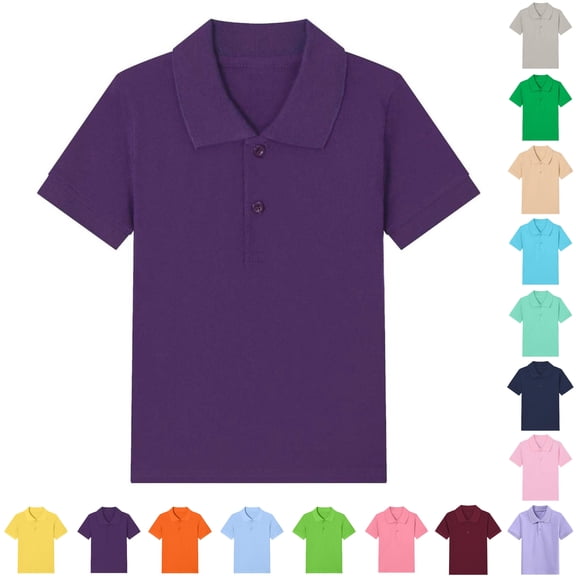 VIPOIN Boys & Girls Soft Short Sleeve Tee Classic Collared with Ribbed Cuffs Summer T-Shirt
