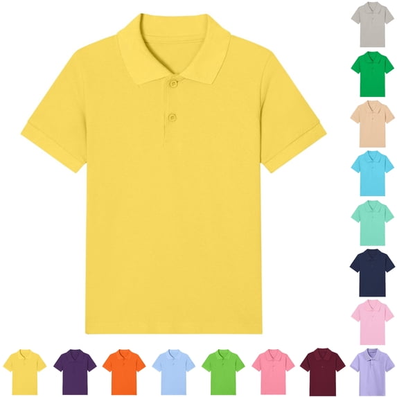 VIPOIN Boys & Girls Soft Short Sleeve Tee Classic Collared with Ribbed Cuffs Summer T-Shirt