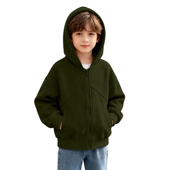 VIPOIN Boys Girls Zip‑Up Hoodie, Raglan Long Sleeve Soft Sweatshirt with Pockets, Sizes 5-16 Years