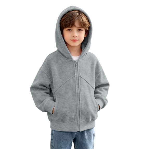 VIPOIN Boys Girls Zip‑Up Hoodie, Raglan Long Sleeve Soft Sweatshirt with Pockets, Sizes 5-16 Years