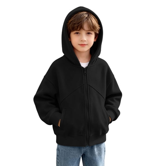 VIPOIN Boys Girls Zip‑Up Hoodie, Raglan Long Sleeve Soft Sweatshirt with Pockets, Sizes 5-16 Years