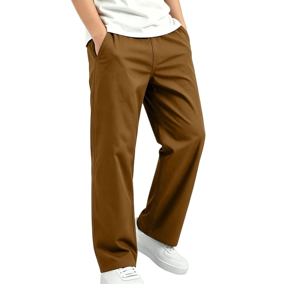VIPOIN Boys Wide‑Leg Pants, Elastic Waist Casual Straight Trousers with Side Pockets Everyday Wear
