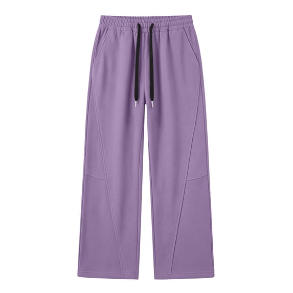 VIPOIN Boys' Wide Leg Sweatpants, Drawstring Elastic Waist, Decorative Seam Detail Open‑Hem Jogger Pants