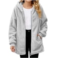 thumbnail image 1 of VIPOIN Girls Full Zip Hooded Fleece Jacket, Mid-Length Sherpa Coat Warm Fall Winter Outerwear, 1 of 8