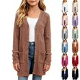 thumbnail image 1 of VIPOIN Girls Knit Long Cardigan Sweater, Ribbed Button Down with Side Pockets, Casual Layering Outerwear, 1 of 6