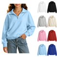 thumbnail image 1 of VIPOIN Girls Quarter Zip Pullover Sweatshirt, Loose Drop Shoulder Long Sleeve Top Aged 5-16 Years Old, 1 of 8
