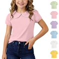 thumbnail image 1 of VIPOIN Girls Short Sleeve Peter Pan Collar T-Shirt Scalloped Trim Bubble Sleeve Casual Cotton Tee, 1 of 8
