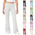 thumbnail image 1 of VIPOIN Girls Wide Leg Flare Pants High Waist Stretchy Sweatpants Casual Bottoms Sizes 5-15 Years, 1 of 8