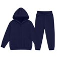 thumbnail image 1 of VIPOIN Kids Full Zip Up Fleece Hoodie and Jogger Pants Set, Cozy Solid Color Tracksuit for Daily Wear, 1 of 7