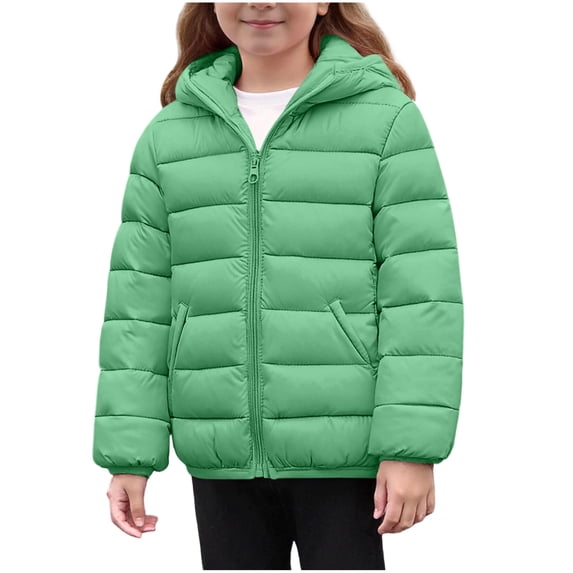 VIPOIN Kids' Hooded Cotton Padded Jacket - Lightweight Quilted Fall Winter Warm Coat, Sizes 4-14 Years