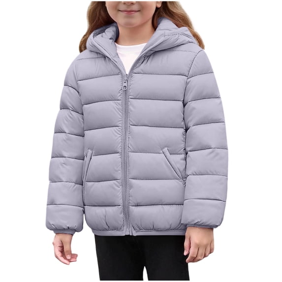 VIPOIN Kids' Hooded Cotton Padded Jacket - Lightweight Quilted Fall Winter Warm Coat, Sizes 4-14 Years