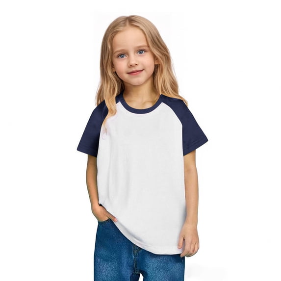 VIPOIN Kids Raglan T-Shirt 3-14 Years Old Crew Neck Short Sleeve Sport Tee Quick Dry for Active Play