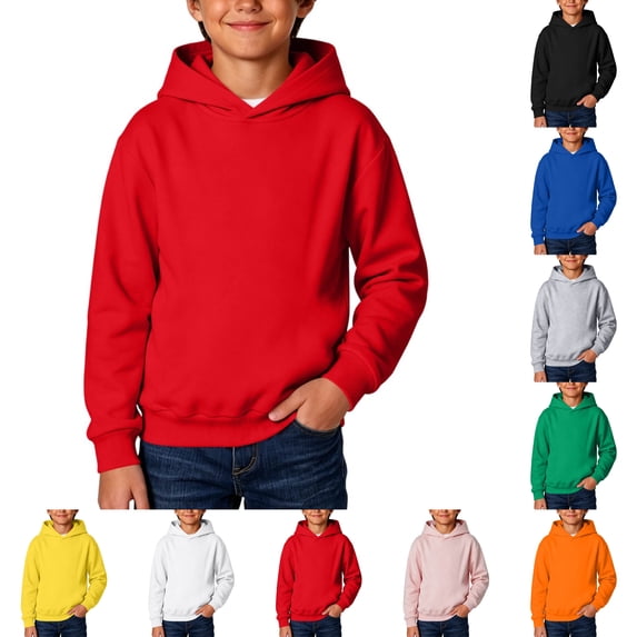 VIPOIN Kids Soft Cotton Pullover Hooded Sweatshirt Lightweight Fall Casual Everyday 1-12 Years Wear