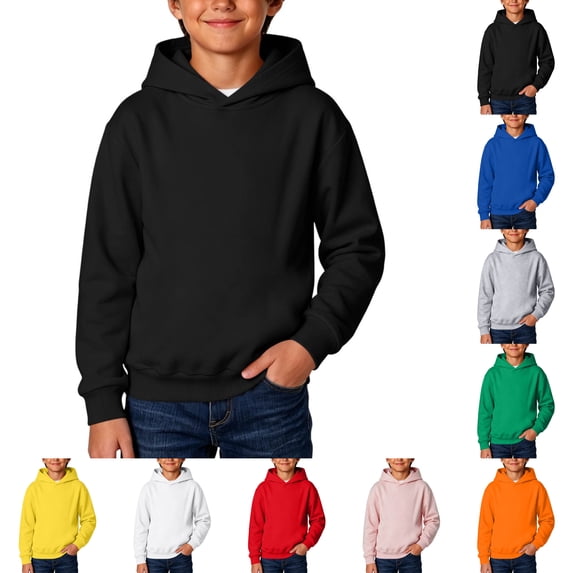 VIPOIN Kids Soft Cotton Pullover Hooded Sweatshirt Lightweight Fall Casual Everyday 1-12 Years Wear