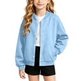 thumbnail image 1 of VIPOIN Kids Varsity Jacket, Snap Button Long Sleeve Bomber Coat with Ribbed Collar, Casual Outerwear, 1 of 6