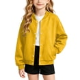 thumbnail image 1 of VIPOIN Kids Varsity Jacket, Snap Button Long Sleeve Bomber Coat with Ribbed Collar, Casual Outerwear, 1 of 6