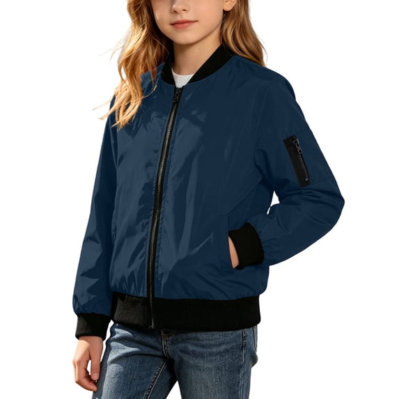 VIPOIN Kids Water Resistant Bomber Jacket Full Zip Windproof Outerwear with Pockets Outdoor Wear