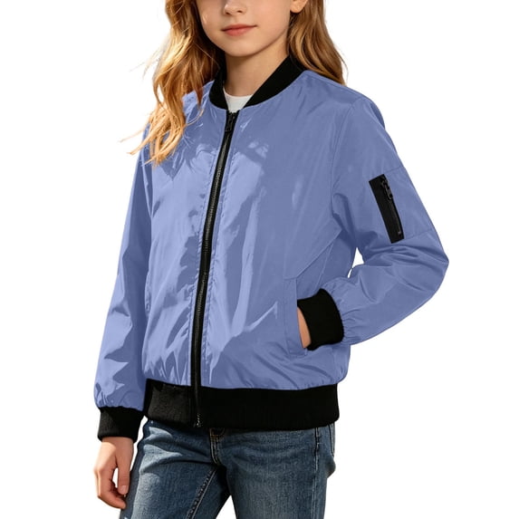 VIPOIN Kids Water Resistant Bomber Jacket Full Zip Windproof Outerwear with Pockets Outdoor Wear