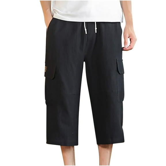 VIPOIN Men's Long Cargo Shorts 14" Elastic Waistband Casual Cotton Shorts Work Shorts Mid Calf Shorts