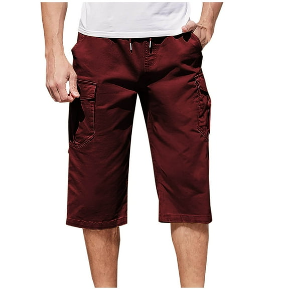 VIPOIN Mens Casual Twill Cargo Shorts Cotton Drawstring Classic Cargo Stretch Short Below Knee with 6 Pockets