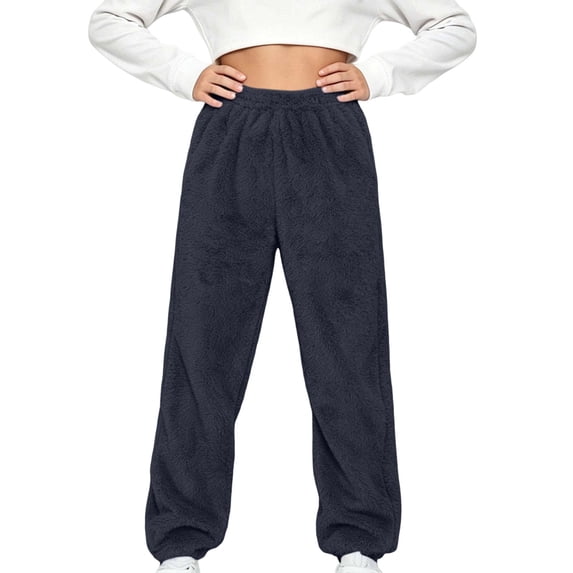 VIPOIN Sherpa Fleece Pants for Kids, Cozy Warm Elastic Waist Bottoms Fall Winter Loungewear Sleepwear