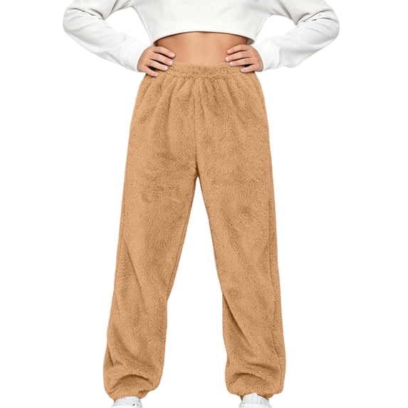 VIPOIN Sherpa Fleece Pants for Kids, Cozy Warm Elastic Waist Bottoms Fall Winter Loungewear Sleepwear