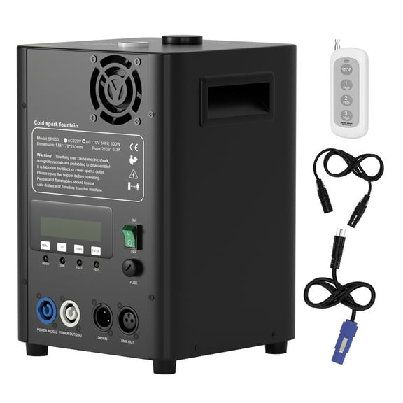VIPQV 1Pc 600W Cold Spark Firework Machine 4.9-13.1ft Adjustable DMX Stage Effect Machine Low Noise for Wedding Event Halloween Christmas Celebration