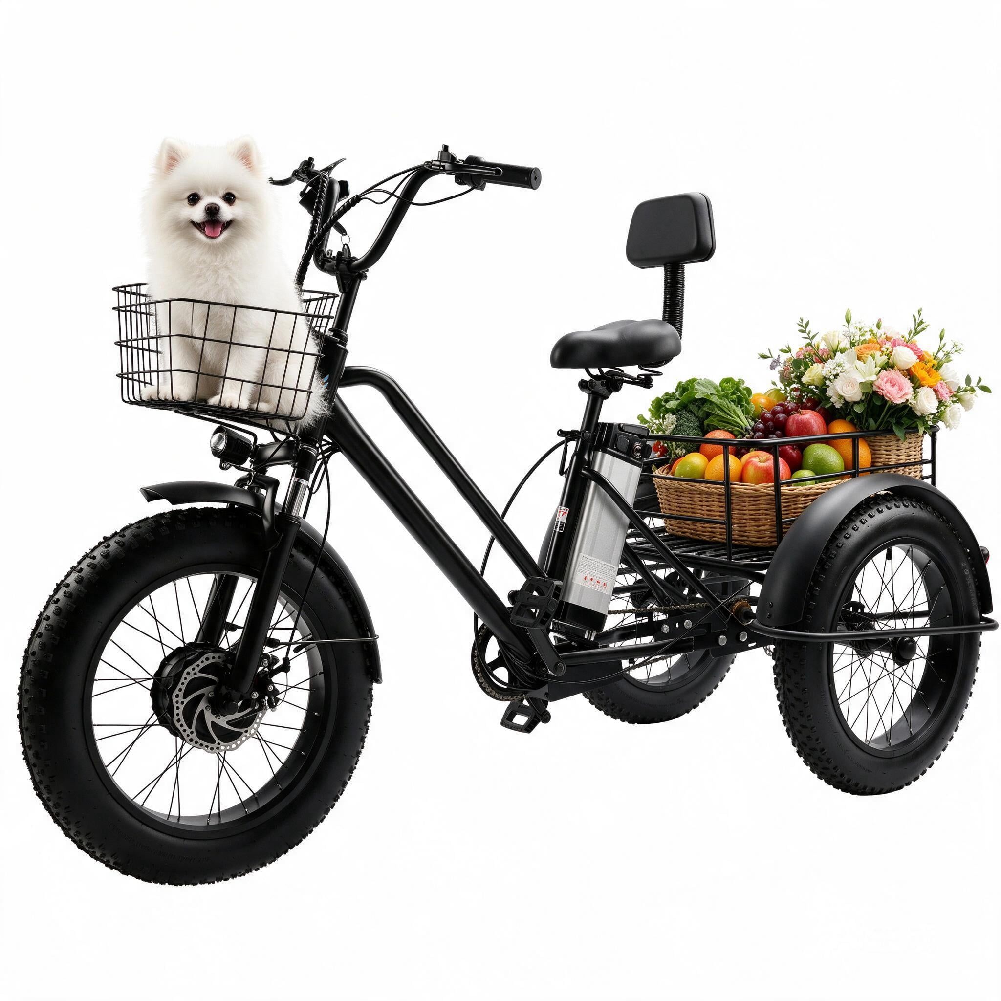 VIPQV 3 Wheel Electric Tricycle for Adults with Fat Tire 20", Class 2, 19MPH Max Speed, 25Miles Range, 500W Electric Trike 48V 13AH UL2849