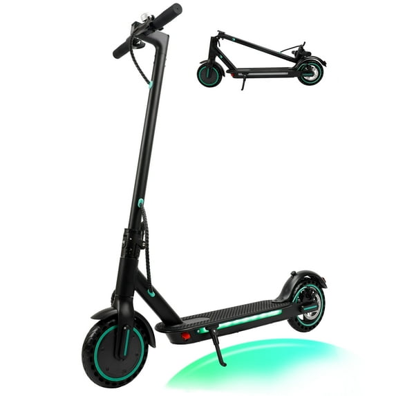 VIPQV 8.5" Electric Scooter for Adult, Folding Electric Scooter with 350W Motor, 21 MPH Max Speed, 25 Miles Long-Range and Deck Lights, Black