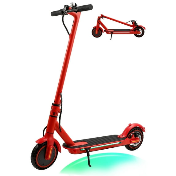 VIPQV 8.5" Electric Scooter for Adult, Folding Electric Scooter with 350W Motor, 21 MPH Max Speed, 25 Miles Long-Range and Deck Lights, Red