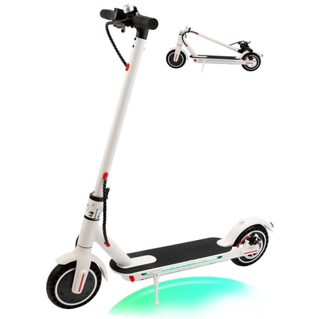 VIPQV 8.5" Electric Scooter for Adult, Folding Electric Scooter with 350W Motor, 21 MPH Max Speed, 25 Miles Long-Range and Deck Lights, White