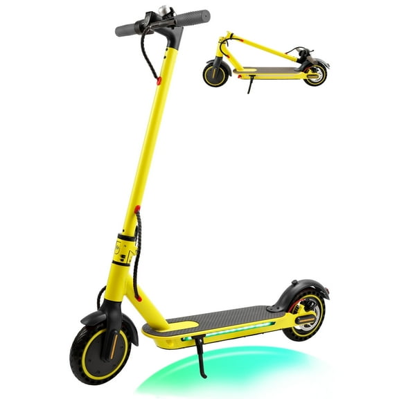 VIPQV 8.5" Electric Scooter for Adult, Folding Electric Scooter with 350W Motor, 21 MPH Max Speed, 25 Miles Long-Range and Deck Lights, Yellow