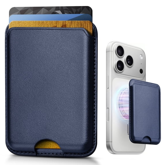 VIPQV Magnetic Phone Wallet, 3-Card Holder with RFID Blocking for iPhone 17/16/15/14/13/12,Blue