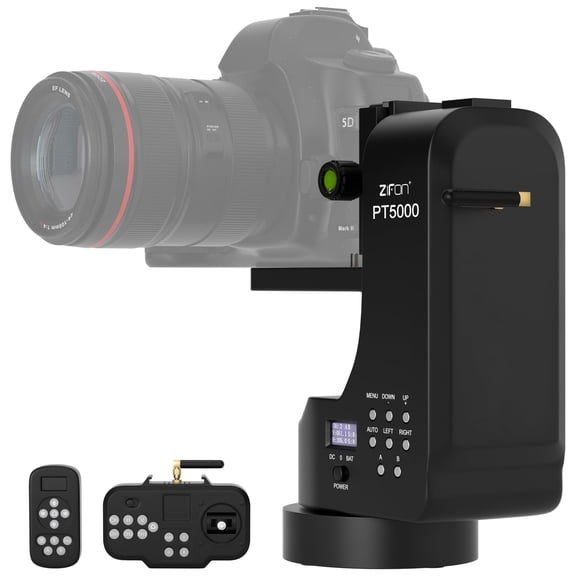 VIPQV PT5000 360° Auto Motorized Rotating Panoramic Head with Remote Control, Professional Universal Shaft, Support 5KG(11LB) Camera Pan Tilt Video Tripod Head Stabilize