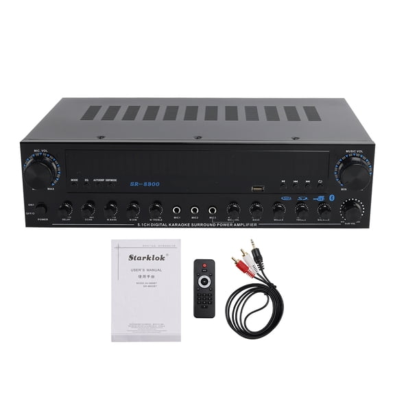 VIPQV Stereo Audio Amplifier, 3600W Home Wireless Bluetooth 5.2 Power Amplifer System, Home Amplifers FM Radio, USB, SD Card, Home Theater Audio Stereo System