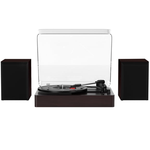 VIPQV Vinyl Record Player with External Speakers and Bluetooth, Belt-Drive Turntable Support 3 Speed 3 Size Wireless Playback