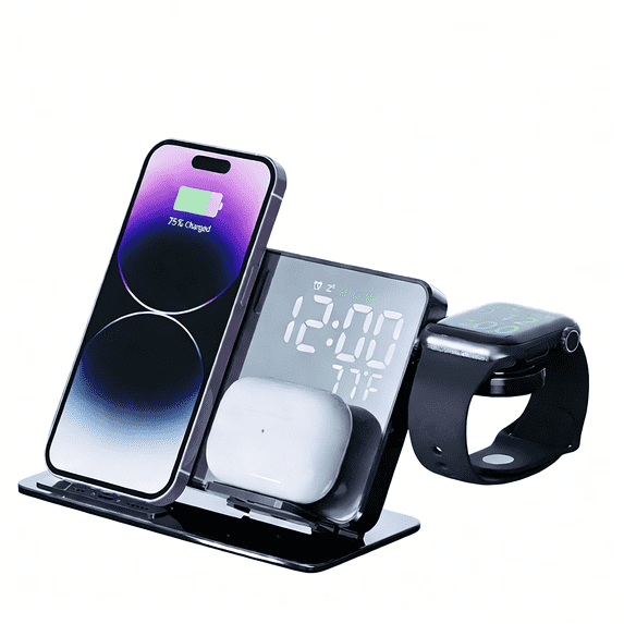 VIPQV Wireless Charging Station, 6-in-1 Charging Station 15W for iPhone 17 16 15 14 13 12 11 X Pro Max, Apple Watch Series 10–1 SE Ultra, AirPods 4 3 2 Pro