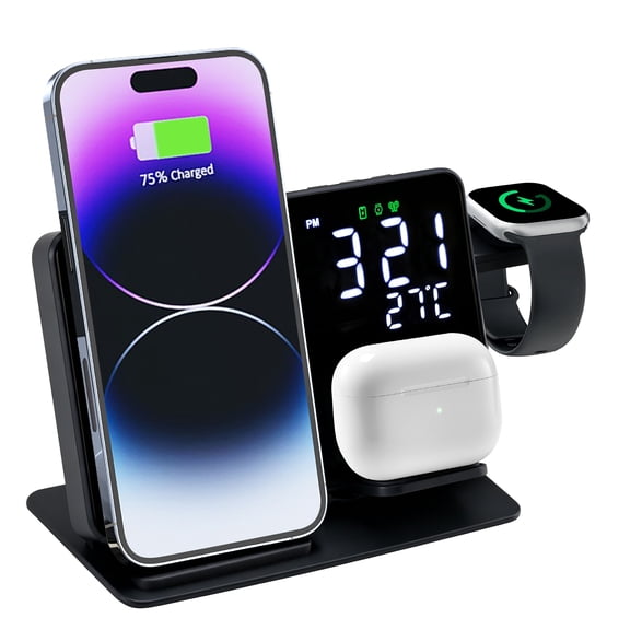 VIPQV 6 IN 1 Wireless Charging Station, 15W Charger for iPhone 18 17 16 15 14 13 12 11 Pro Max Air, iWatch Series & AirPods 4/3/2/Pro