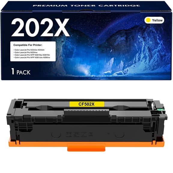 VIPink 1-Pack Compatible Toner Cartridge for HP CF500X 202X CF502X Color LaserJet Pro M254dw M254dn M254nw MFP M281fdw M281fdn M281cdw M280nw Printer Ink (Yellow)