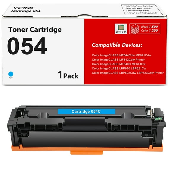 VIPink 1-Pack Compatible Toner for Canon 054 LBP620 Series Color imageCLASS MF640C MF642cdw Series Replacment Print Ink Office Supplies Cyan
