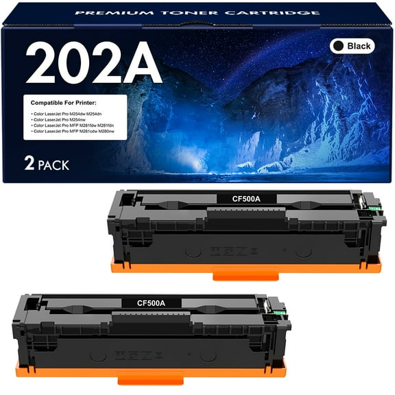 VIPink 202A Black Toner Cartridge Replacement Compatible for HP 202A CF500A Color Pro MFP M281fdw M281cdw M254dw M254nw M281fdn M280nw M254 M281 Printer Ink (2-Pack)