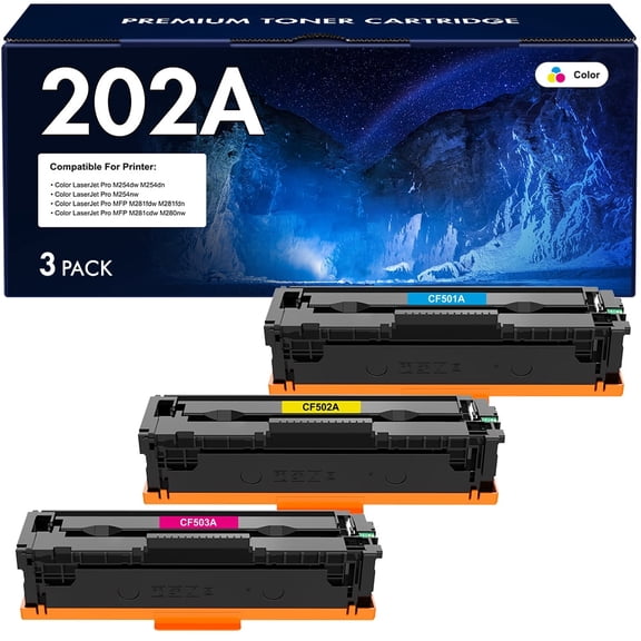 VIPink 3-Pack Compatible Toner Cartridge Replacement for HP CF501A CF502A CF503A 202A Color LaserJet Pro M254dw M254dn M254nw Printer Ink (Cyan,Magenta,Yellow)