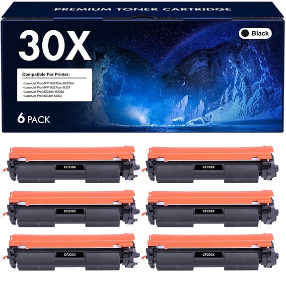 VIPink 30X CF230X Black Toner Cartridge 6-Pack Compatible for HP CF230X 30X CF230A 30A HP Laserjet Pro M203dw MFP M227fdw M203dw M227fdn M203dn M227sdn M203d M227 M203 Series Printer Ink