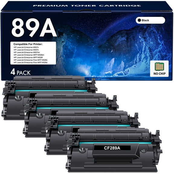 VIPink 4-Pack Compatible Toner Cartridge Compatible for HP CF289A 89A Without Chip LaserJet Enterprise MFP M528dn M528f (Black)