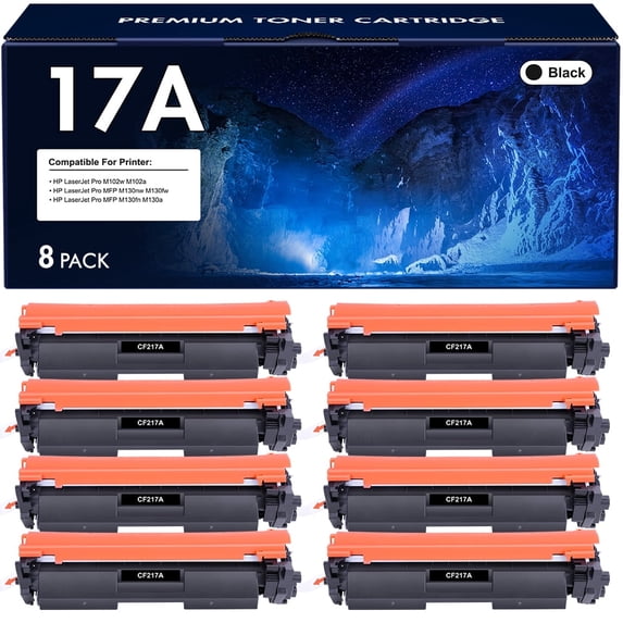 VIPink 8-Pack Compatible Toner Cartridge Replacement for HP CF217A LaserJet Pro M102w M102a Pro MFP M130nw M130fw M130fn M130a Black