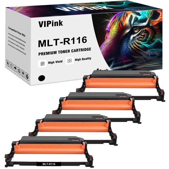 VIPink Compatible Drum Unit Replacement for Samsung MLT-R116 High Yield (Black, 4-Pack)