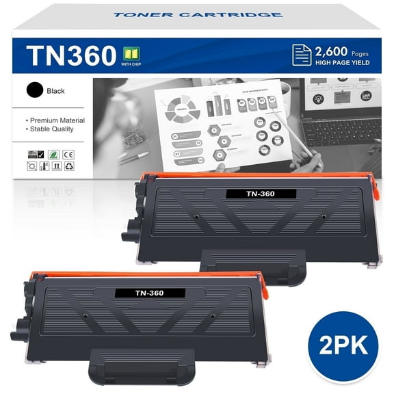 TN360 Toner Cartridge Compatible for Brother TN-360 TN360 HL-2140 HL-2150 HL-2170, DCP-7030 DCP-7040 DCP-7045N MFC-7320 Printer (Black, 2-Pack)