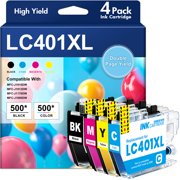 LC401 XL Ink Cartridge Compatible for Brother LC401 LC401 Ink Cartridge for LC401 Brother Ink Cartridge for MFC-J1010DW MFC-J1012DW MFC-J1170DW Printer （4 Pack, Black Cyan Magenta Yellow）